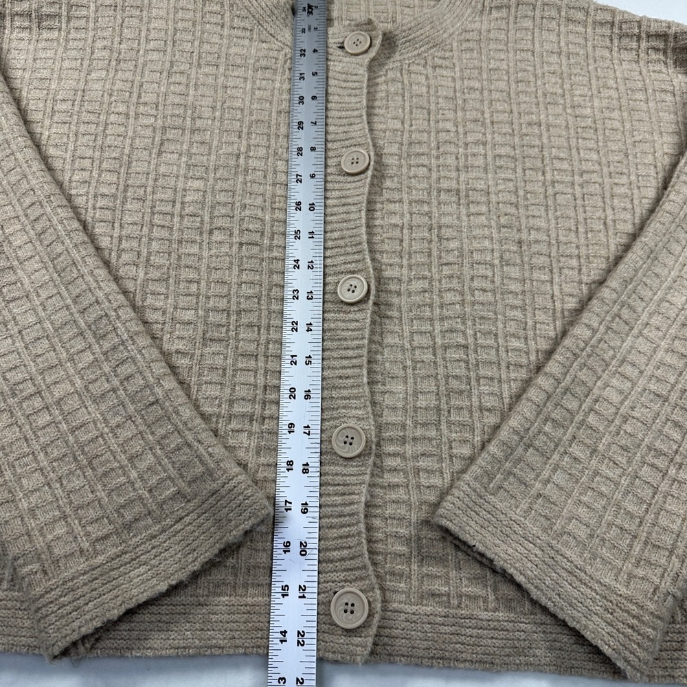 Max Studio London Textured Wool Blend Waffle Knit Cardigan Sweater XL Beige Boho - Picture 5 of 11